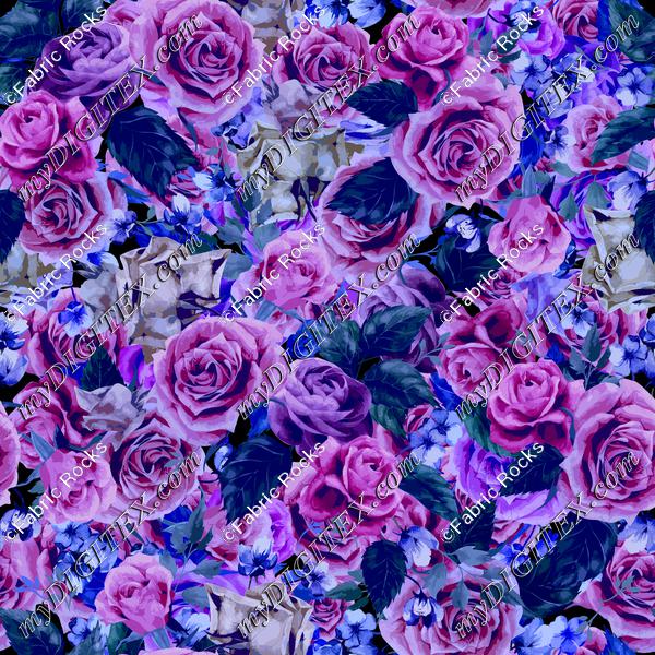 新しいエルメス dark design pattern fabric - Florals roses flowers floral その他