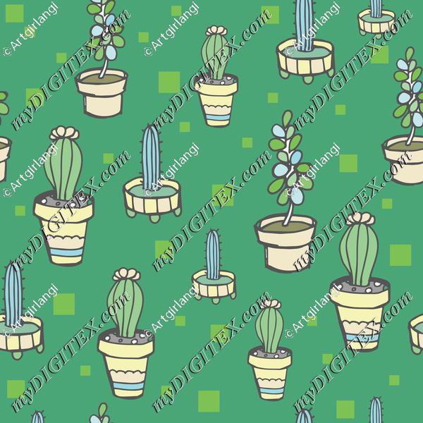 Succulents Vector Pattern teals and blues