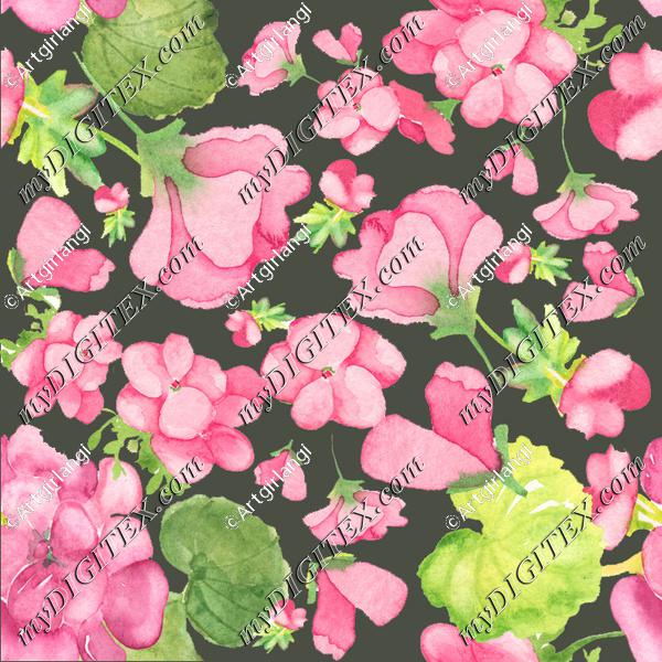 Geranium pattern bright pink with dark background