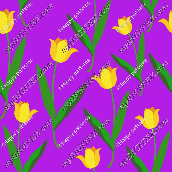 Yellow tulips on purple