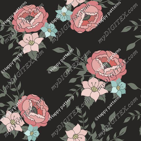 Romantic pink floral on dark