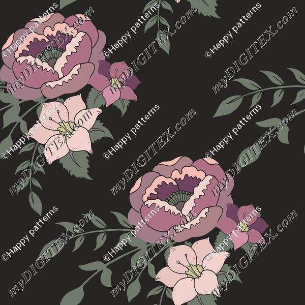 Romantic English Home purple floral on dark