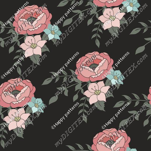 Romantic Pink Floral on Dark