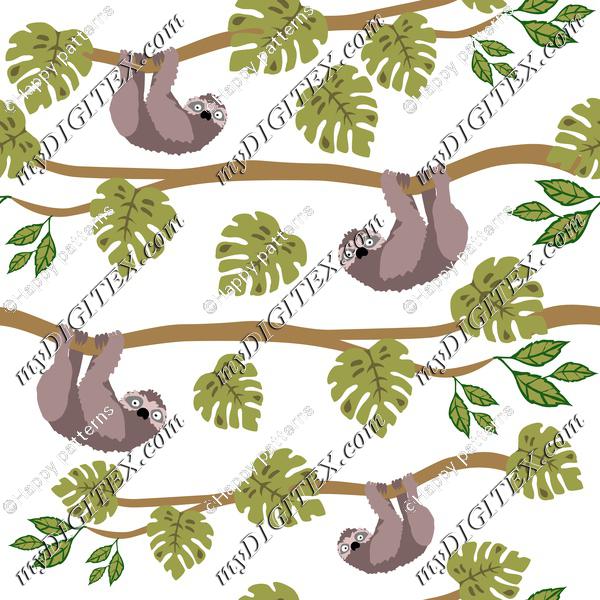 Sloths and Tropical Leaves, Cute Sloth, Tropical Animals