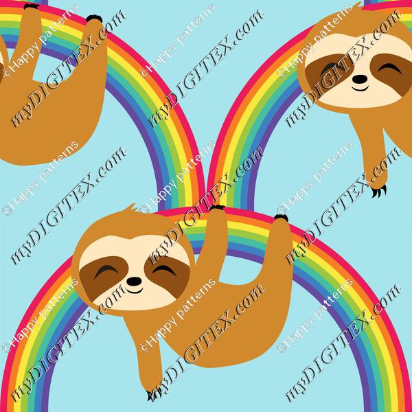 Cute Baby Sloth on Rainbow