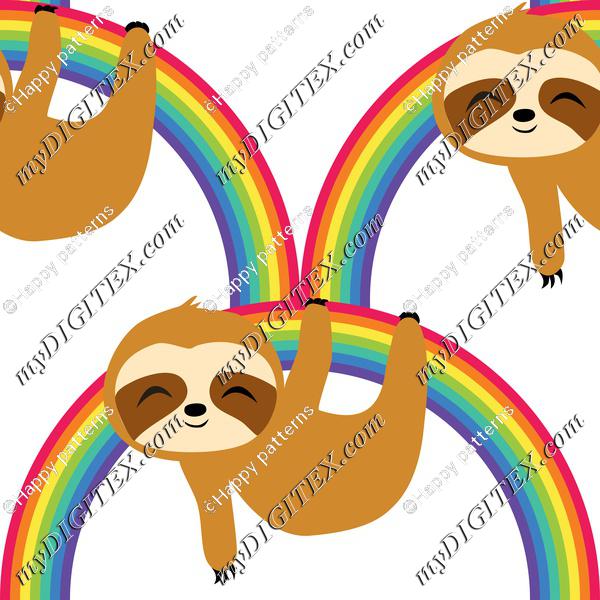 Cute Baby Sloth on Rainbow