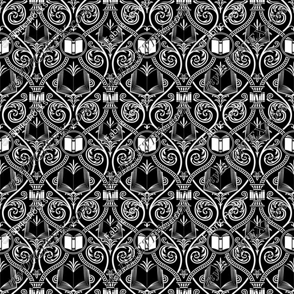 Bibliophile Damask (B&W)