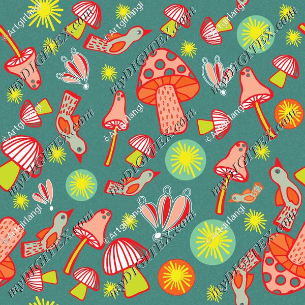 Colorful mushroom pattern C-01