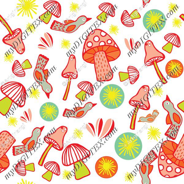 Colorful mushroom pattern K-01