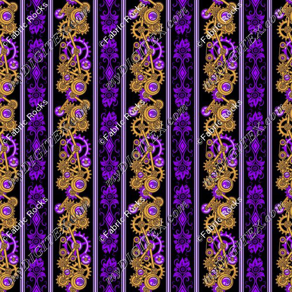 Steampunk Damask Stripes (purple)