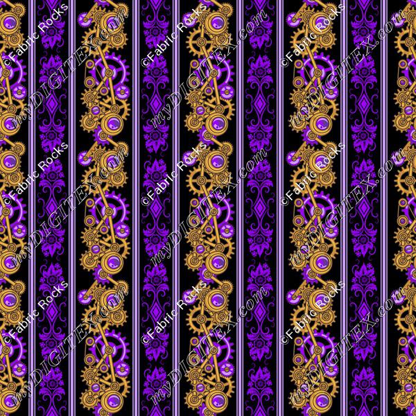 Steampunk Damask Stripes (purple)