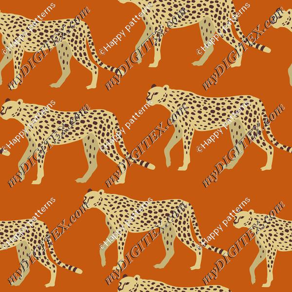 Cheetah, Leopard, Jaguar on Orange