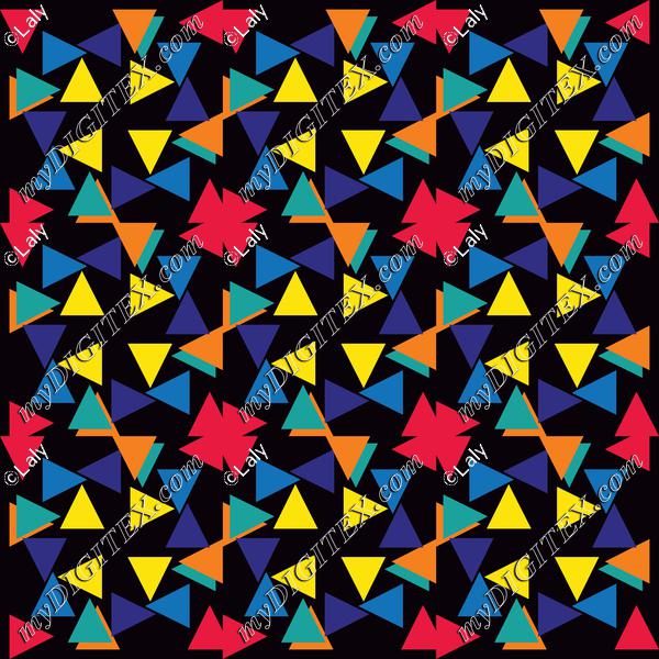 Colorful triangles and flowers pattern