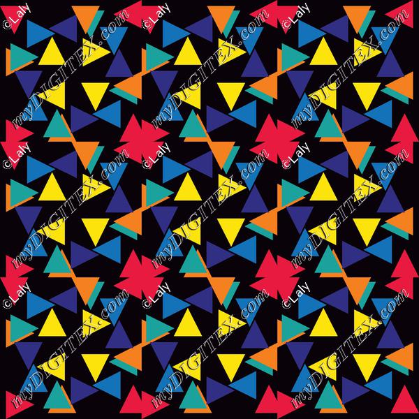 Colorful triangles and flowers pattern