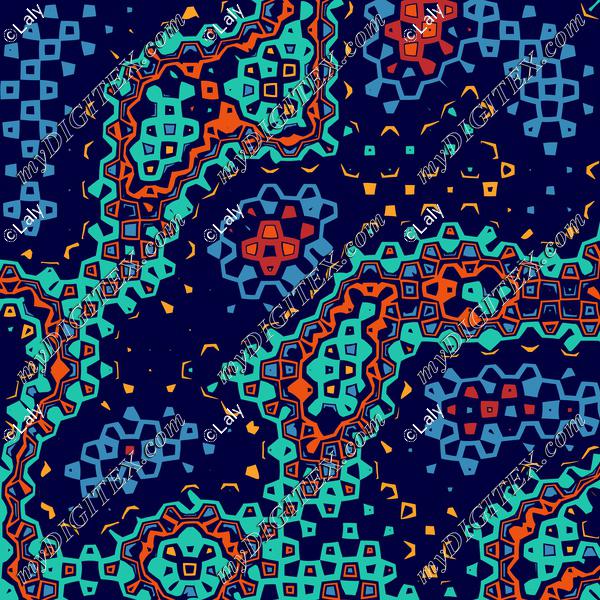 Retro shapes on a blue background