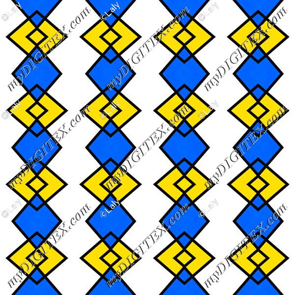 Blue yellow rhombus pattern