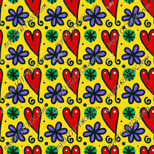 Hearts and flowers pattern