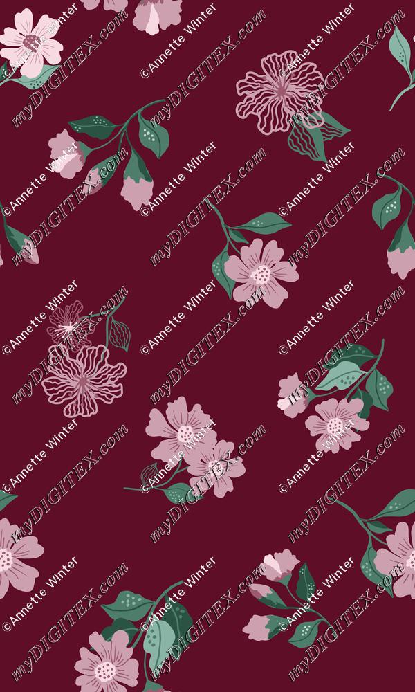 Burgandy floral print