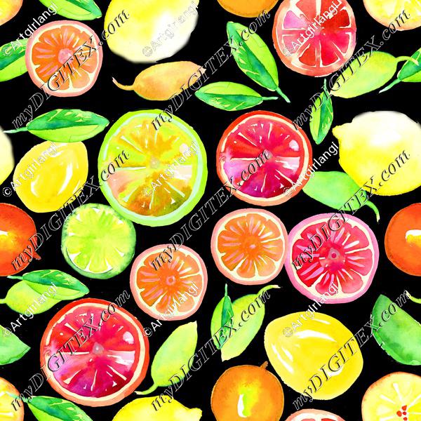 Citrus in Watercolor Black BG