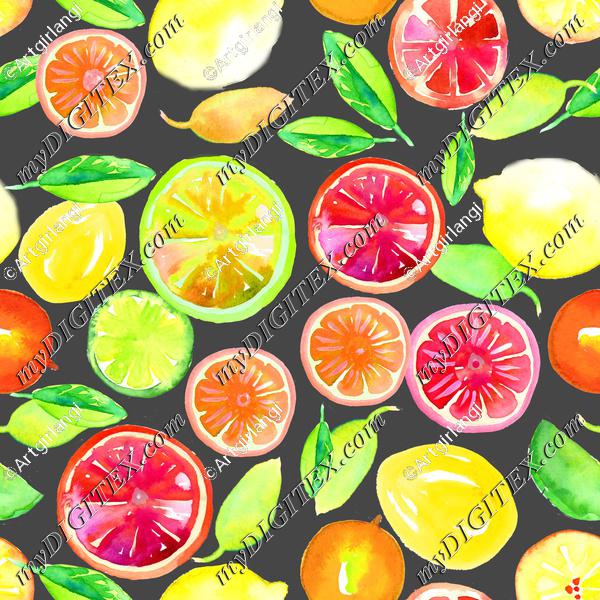 Citrus in Watercolor Gray BG