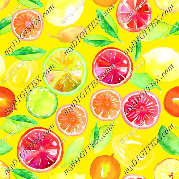 Citrus in Watercolor Yellow BG