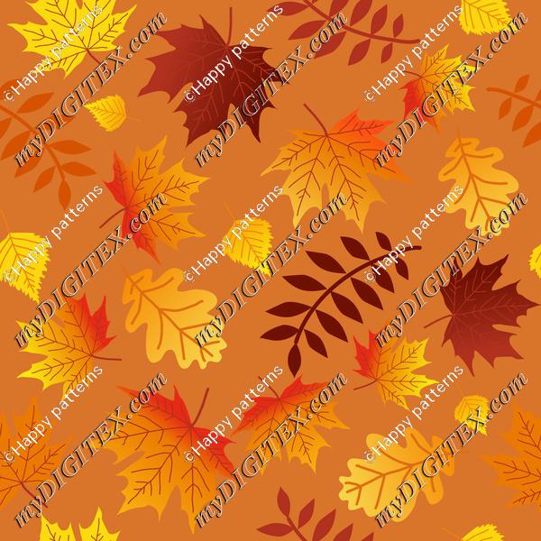 Fall Autumn Colorful Leaves on Orange
