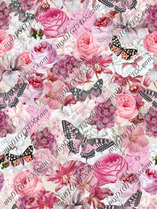 Romantic Summer Flower Butterfly Pattern