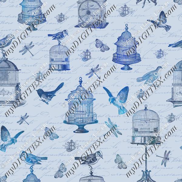 Blue Vintage Bird Cage