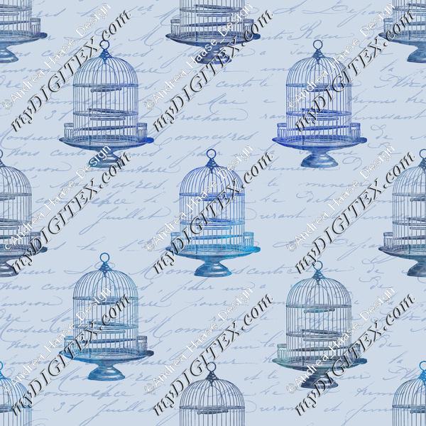 Blue Vintage Bird Cage