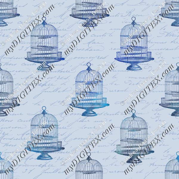 Blue Vintage Bird Cage