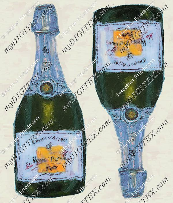 blue champagne bottle