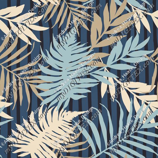 Palm Leaves On Stripes