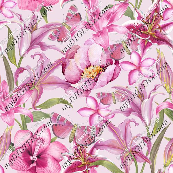 Pink Watercolor Flower Pattern
