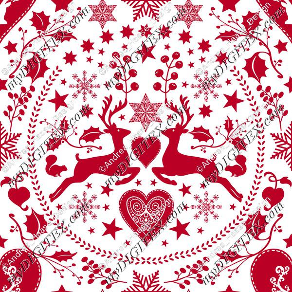 Folk Art Xmas Deer white