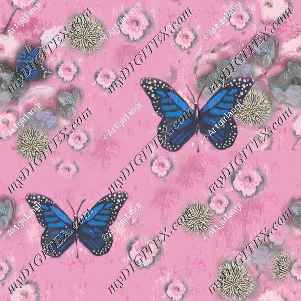 Butterflies Painted pink blue