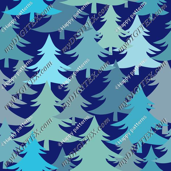 Christmas Trees Fir Trees Winter Forest On Dark Blue