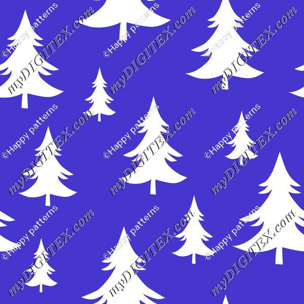 Christmas Trees Fir Trees Winter Forest White on Blue