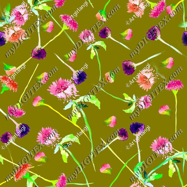 Wildflowers Green Background