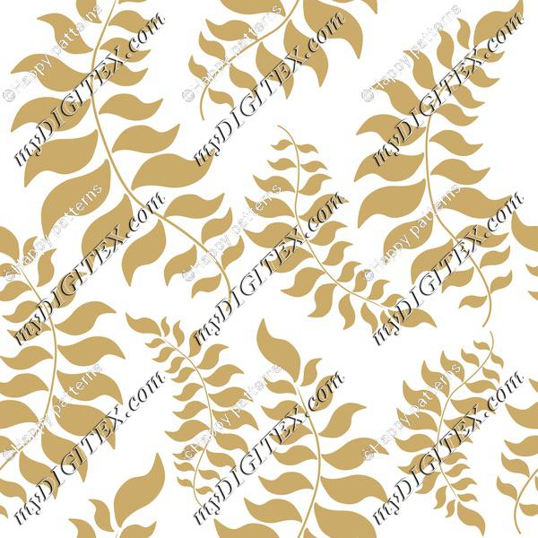 Golden Leaves on White, Elegant Christmas, Winter Pattern