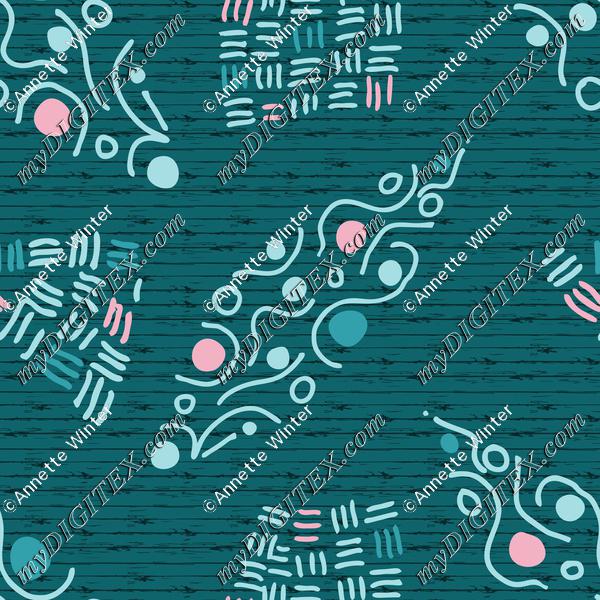 Abstract Shapes Jade Green and Pink