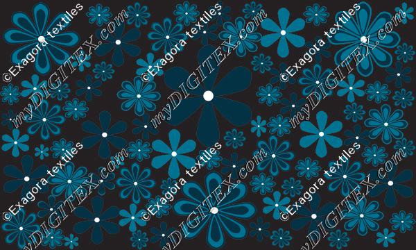 fantasy daisies turquoise-black