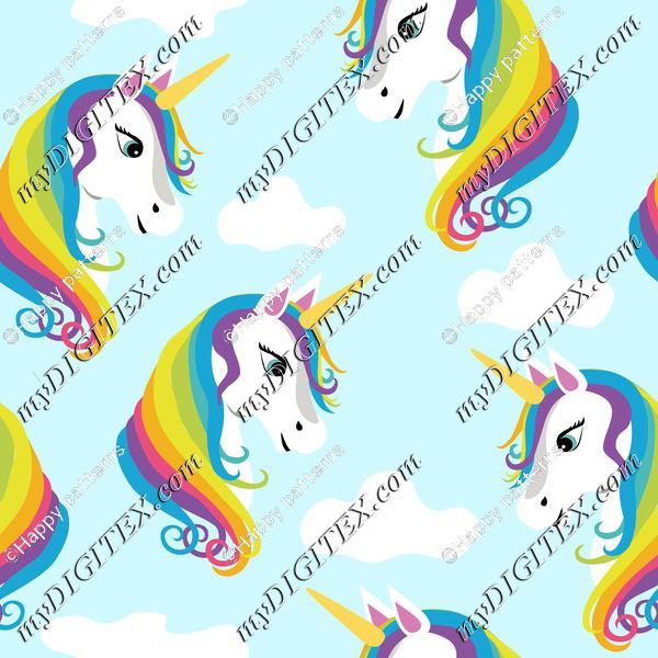 Rainbow Unicorns on Blue