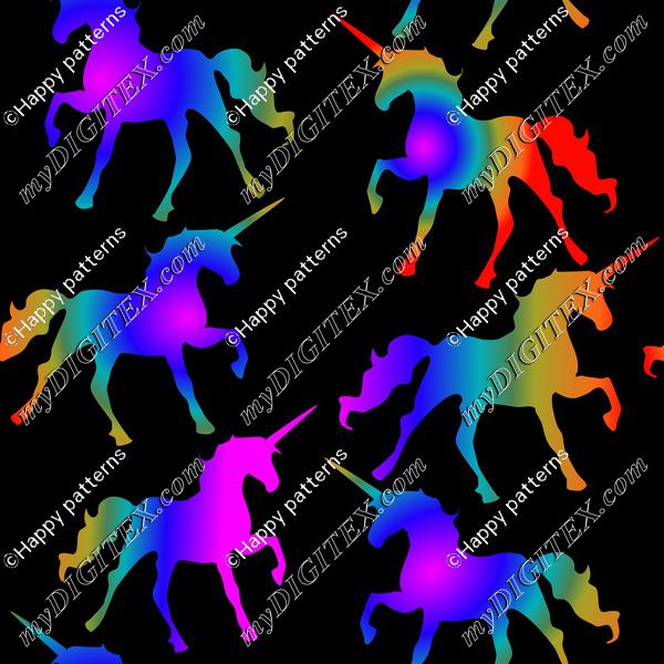Rainbow Unicorns on Black