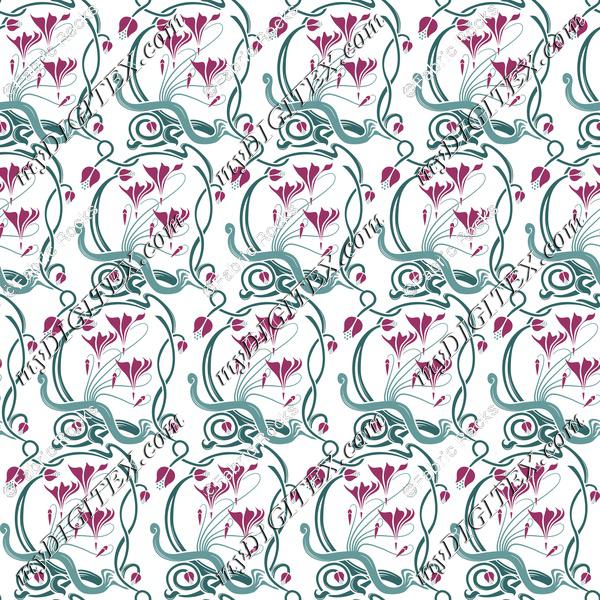Fuschia Nouveau on white