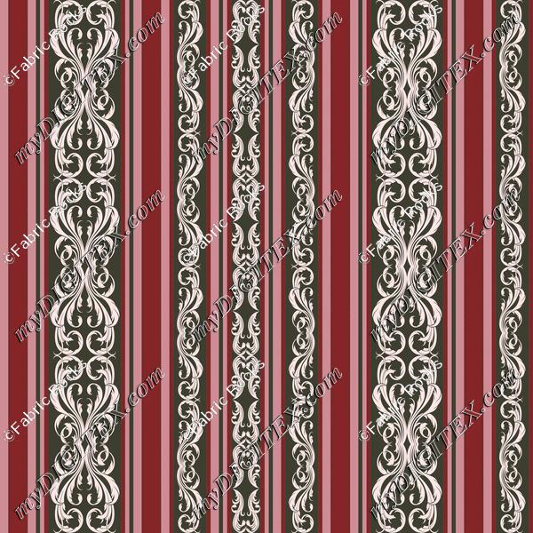 Watercolor Bouquet Damask Stripes