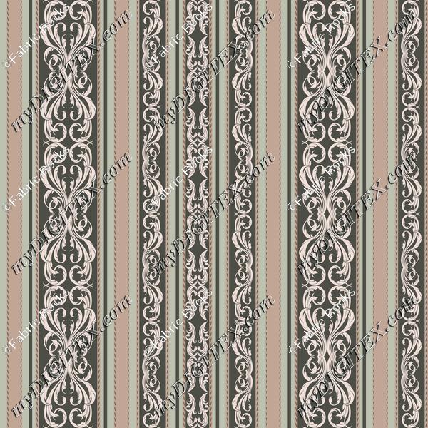 Antique Bouquet Damask Stripes