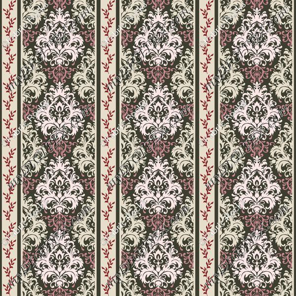 Watercolor Bouquet Damask Stripe