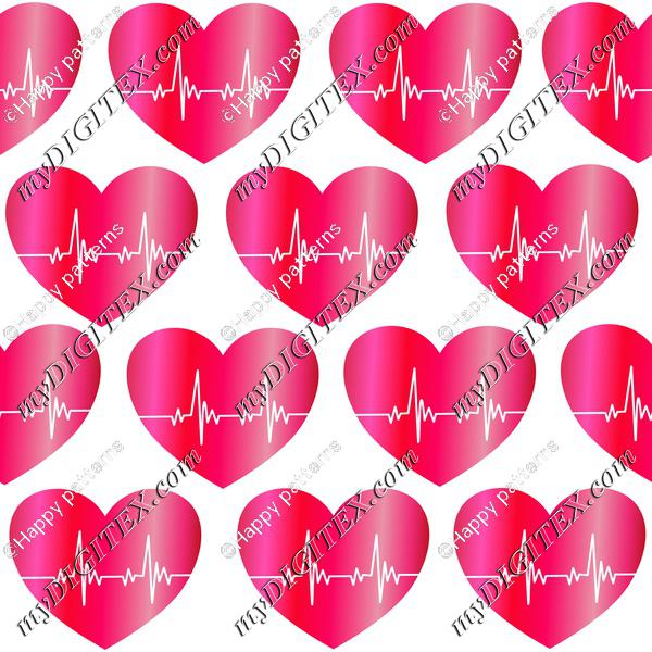 Heartbeat Red Hearts Romantic Love Pattern