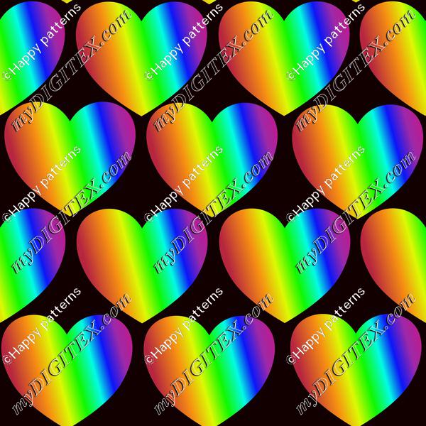 Rainbow hearts on black