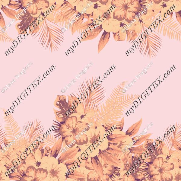 Tropical flowers Gold Pink